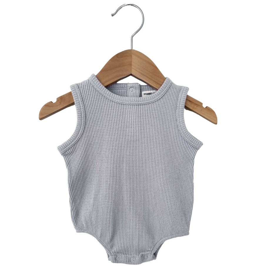 Girl SpearmintLOVE | Organic Waffle Bubble Romper, Silver