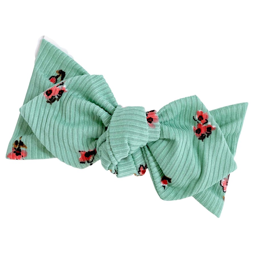 Girl Eyee Kids | Top Knot Headband, Ribbed Mint Floral