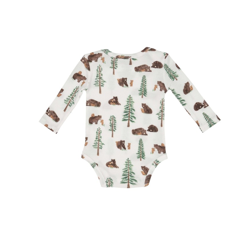 Boy Angel Dear | Thermal Long Sleeve Bodysuit, Brown Bears