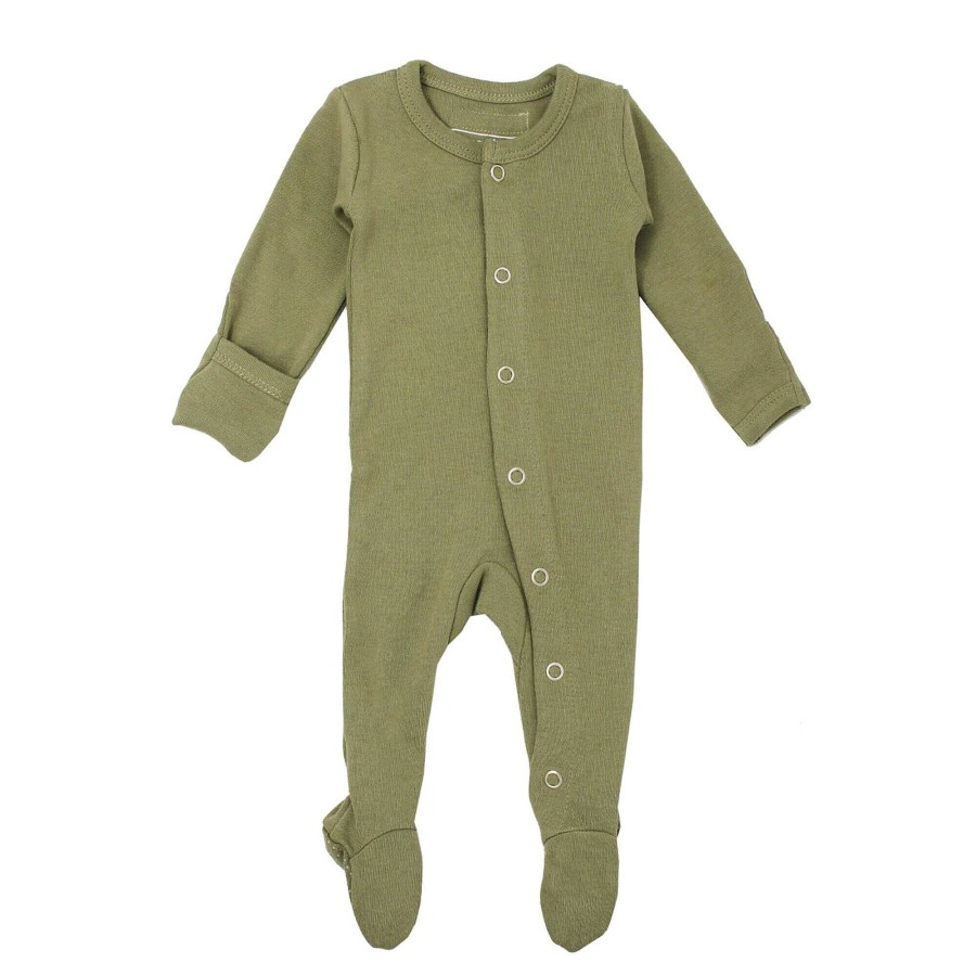 Girl L'ovedbaby | Organic Snap Footed Romper, Sage