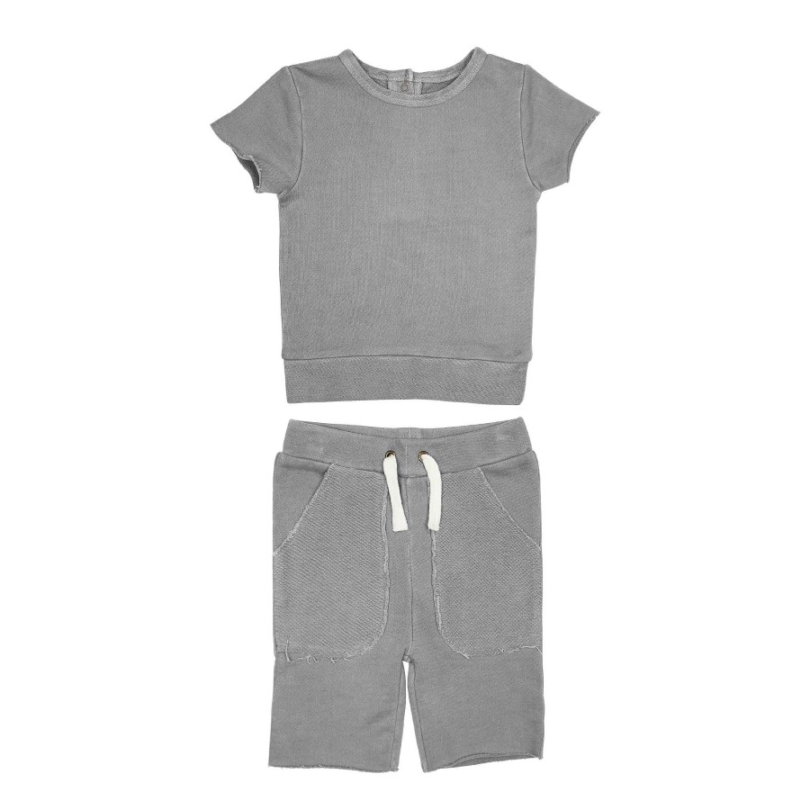 Boy L'ovedbaby | French Terry Shorts & Tee Set, Mist