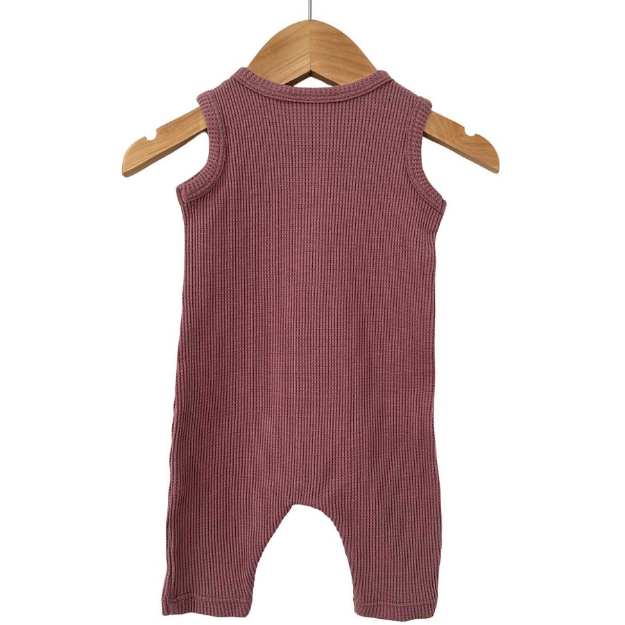 Boy SpearmintLOVE | Organic Waffle Easy Romper, Winterberry