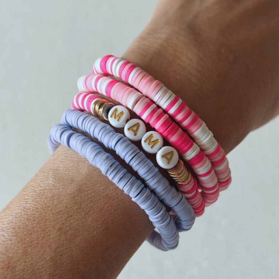 Girl pnkie | Set Of 5 Gelato/Flamingo Beaded Bracelets, Mama