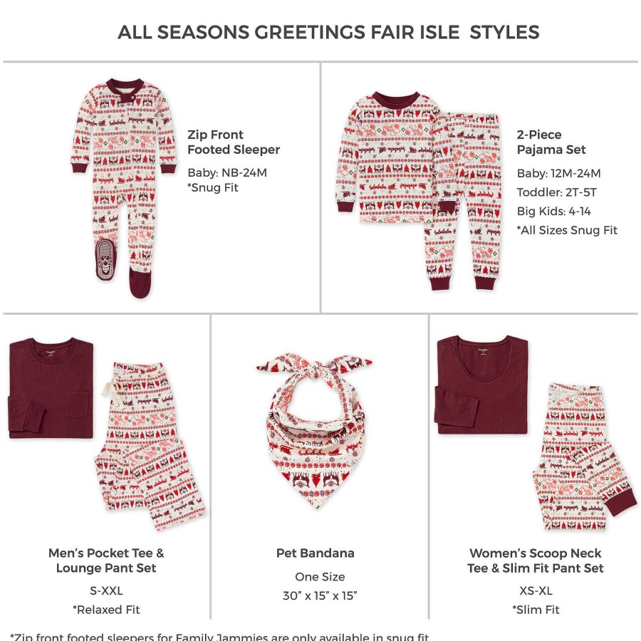 Girl Burt's Bees Baby | Adult Men'S Pocket Tee Pajama Set, Seasons Greetings Fair Isle