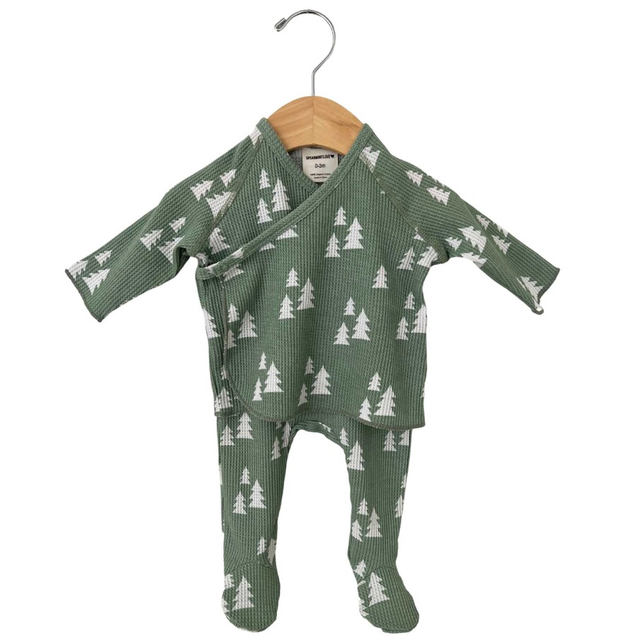 Girl SpearmintLOVE | Organic Waffle Kimono & Pant Set, Alpine Trees