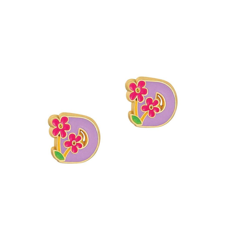 Baby Stuff Girl Nation Dress Up | Cutie Initial Stud Earrings, "D"