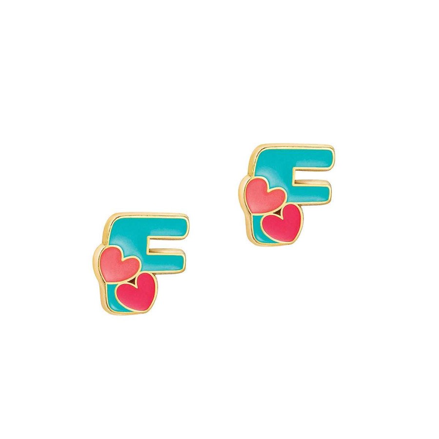 Baby Stuff Girl Nation Dress Up | Cutie Initial Stud Earrings, "F"