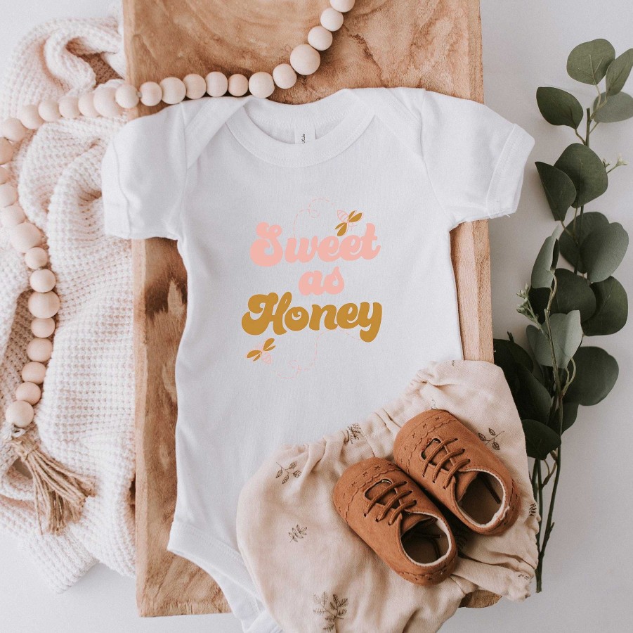 Boy The Juniper Shop | Sweet As Honey Short Sleeve Bodysuit, White