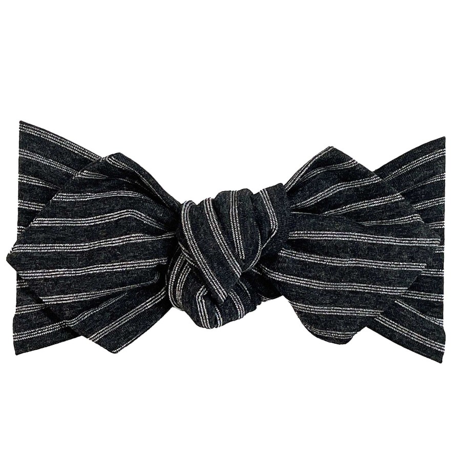 Girl Eyee Kids | Top Knot Headband, Charcoal Shimmer Stripe