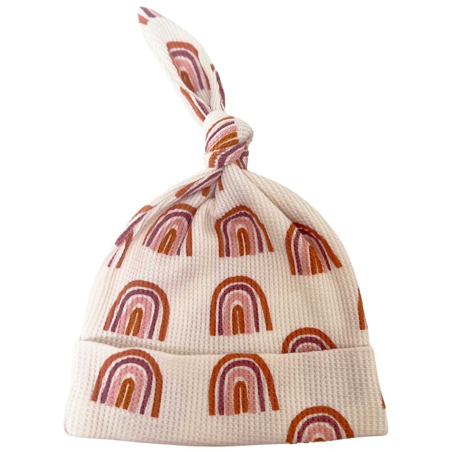 Boy SpearmintLOVE | Organic Waffle Knot Beanie, Rust Rainbow