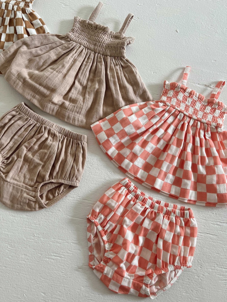 Girl SIIX Collection | Sorbet Checkerboard / Organic Smocked Set