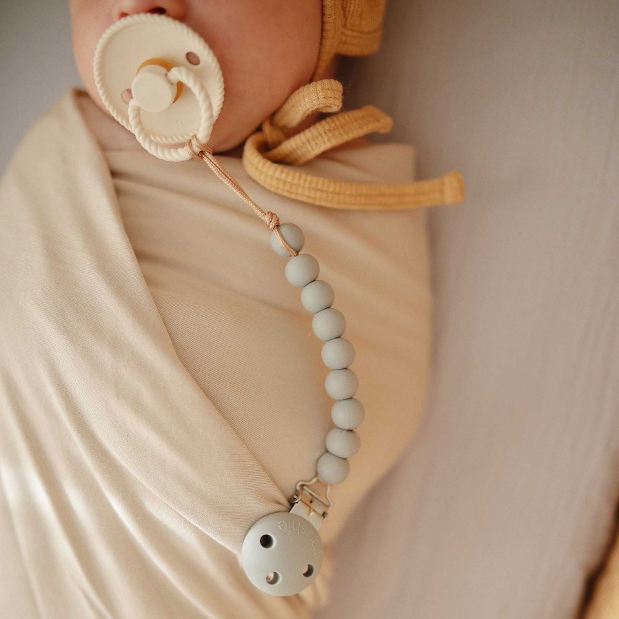 Baby Stuff mushie Pacifier Clips | Hera Pacifier Clip, Stone