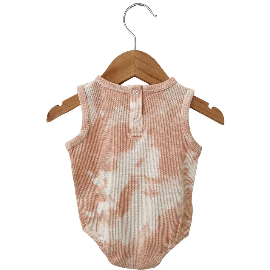 Girl SpearmintLOVE | Organic Waffle Bubble Romper, Pink Lemonade Tie Dye