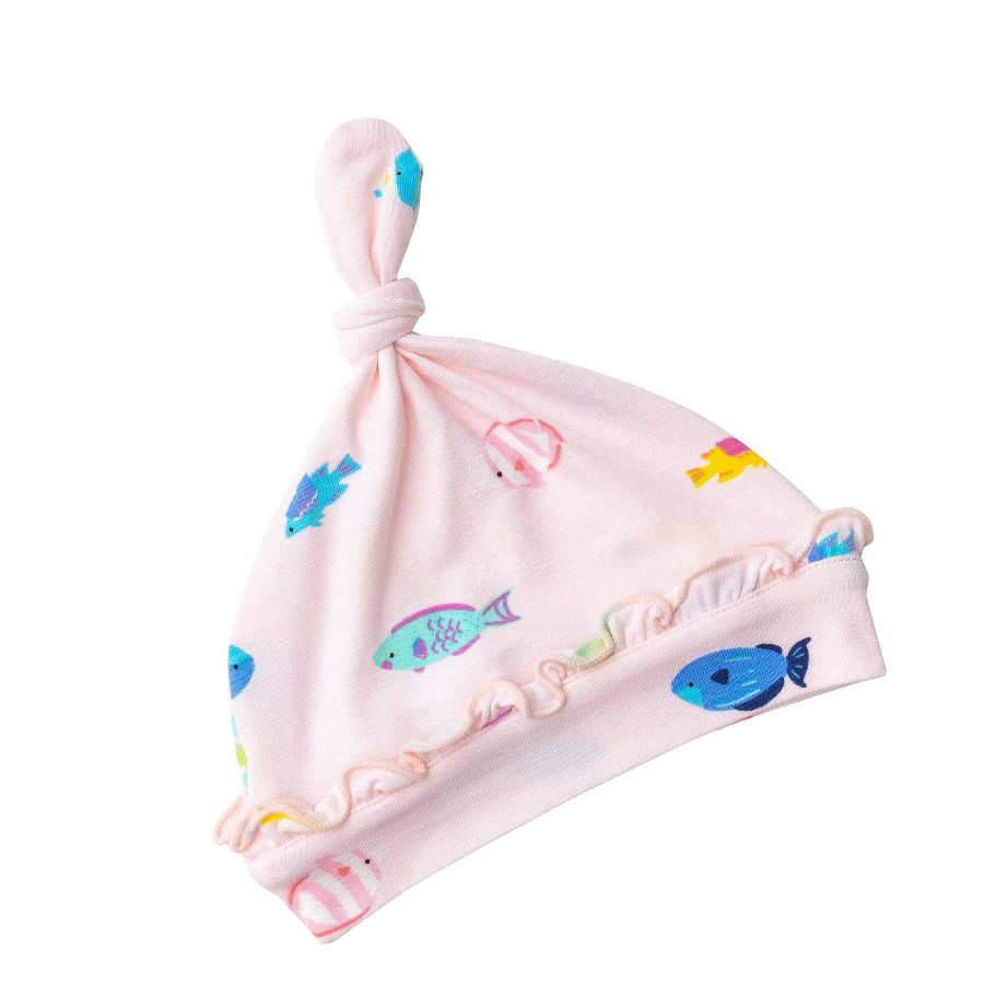 Accessories Angel Dear | Ruffle Knot Beanie, Tropical Fish Pink