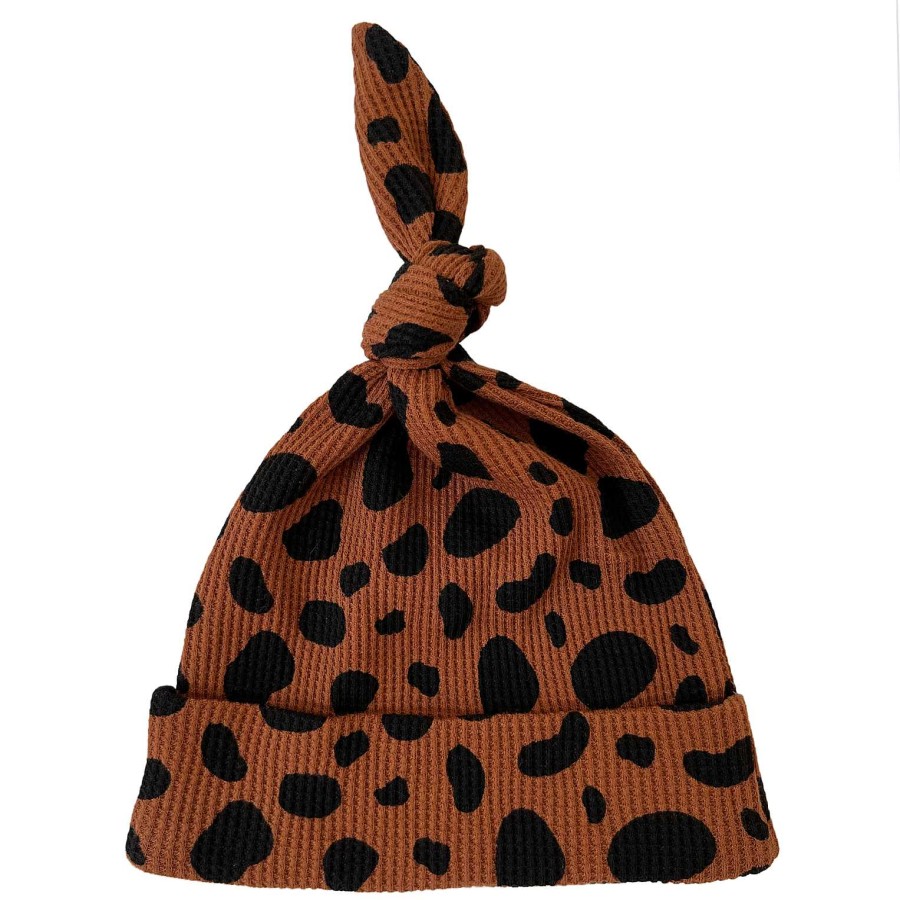 Boy SpearmintLOVE | Organic Waffle Knot Beanie, Black Spot