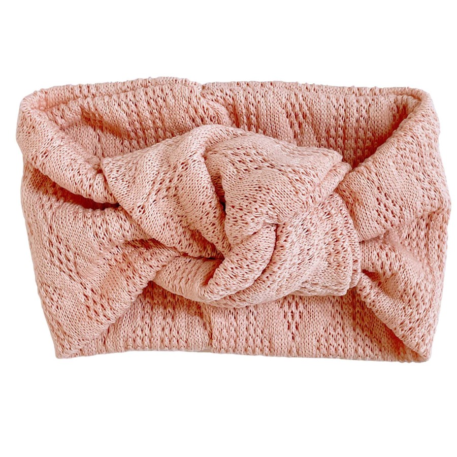 Girl Eyee Kids | Twist Knot Headband, Peachy Blush Pointelle