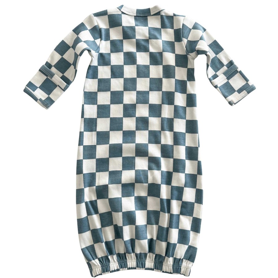 Boy SIIX Collection | Blueberry Muffin Checkerboard / Organic Gown