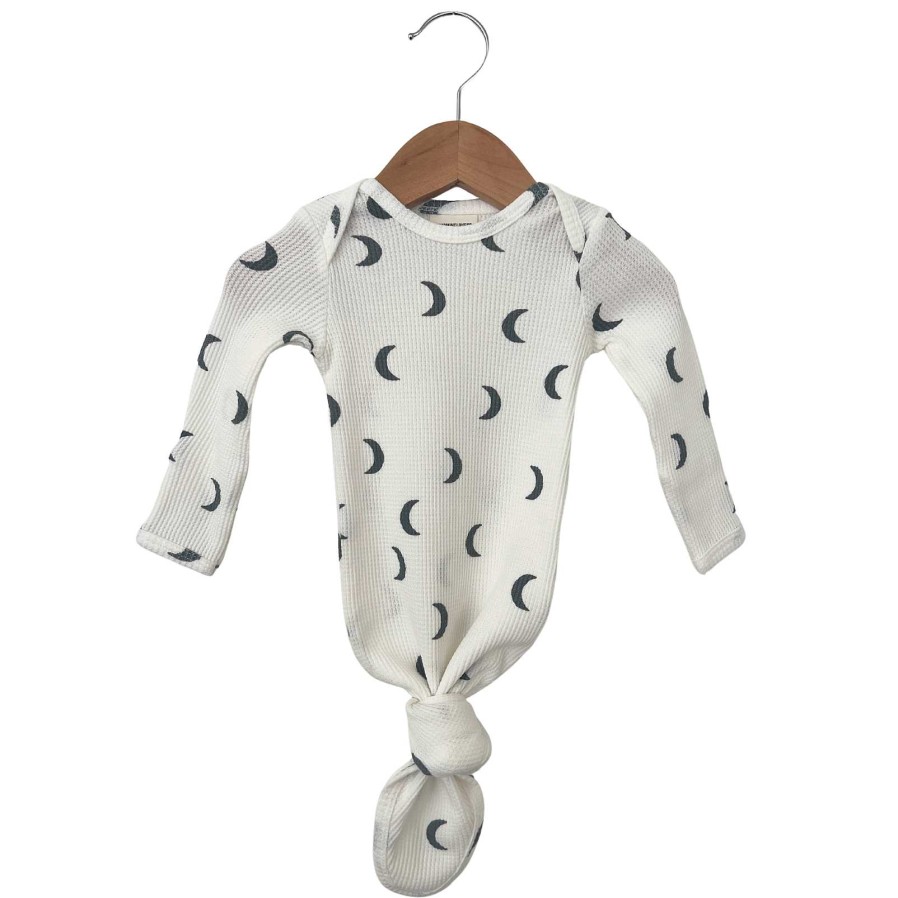 Boy SpearmintLOVE | Organic Waffle Knotted Gown, White/Blue Moon