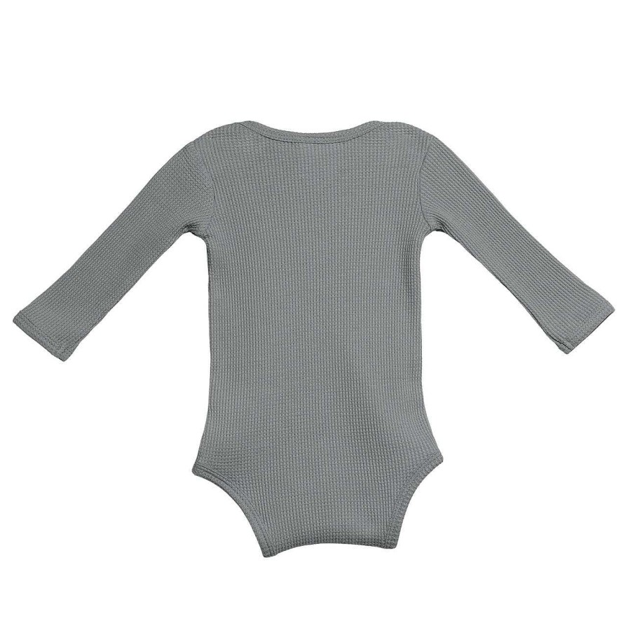 Girl SpearmintLOVE | Organic Waffle Long Sleeve Bodysuit, Mountain Green