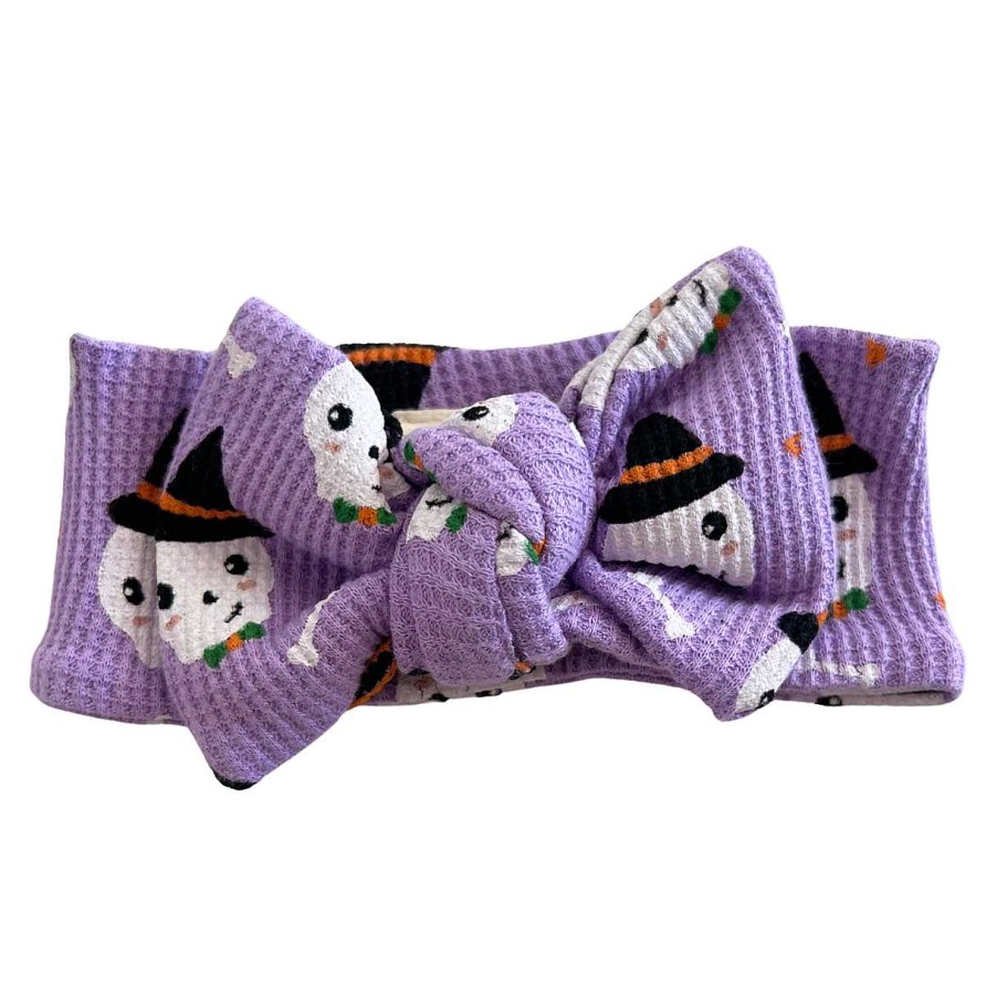 Girl SpearmintLOVE | Organic Waffle Knot Bow, Spooky Skeleton