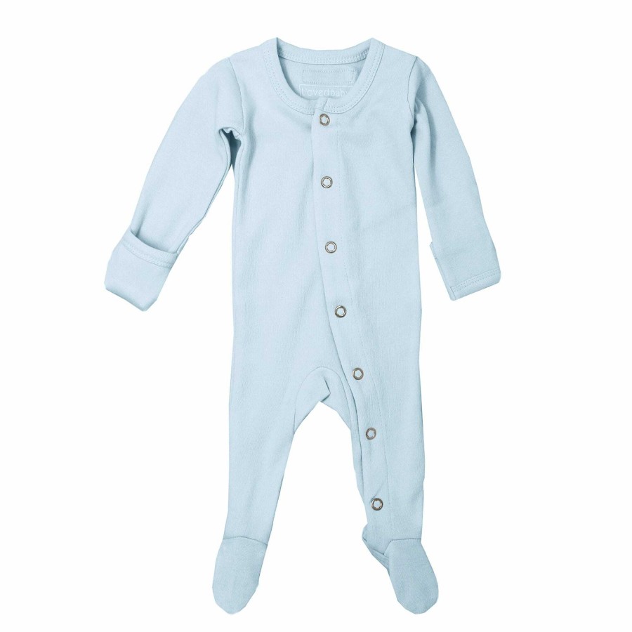 Girl L'ovedbaby | Organic Snap Footed Romper, Moonbeam