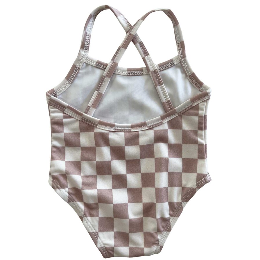 Girl SIIX Collection | Tiramisu Checkerboard / Marina Swimsuit / Upf 50+