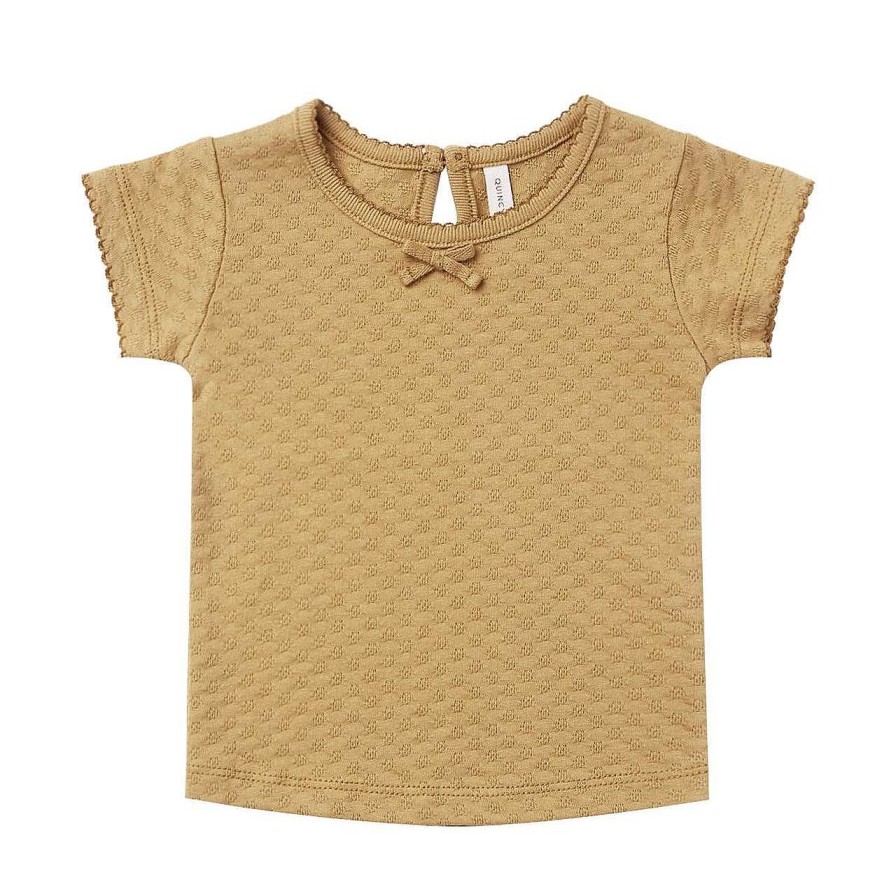 Girl Quincy Mae | Pointelle Short Sleeve Tee, Gold