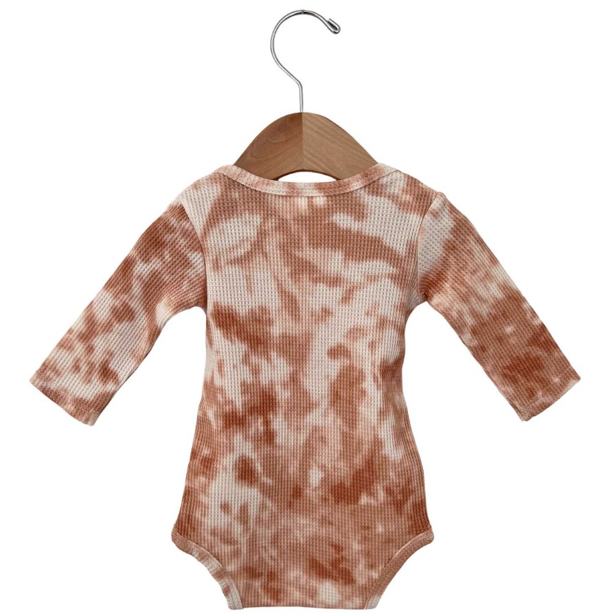 Girl SpearmintLOVE | Organic Waffle Long Sleeve Bodysuit, Spice Tie Dye