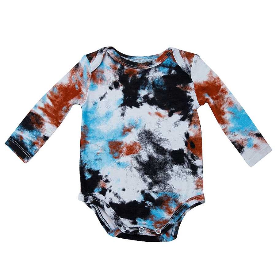 Girl Angel Dear x SpearmintLOVE | Long Sleeve Bodysuit, Crinkle Tie Dye Blue