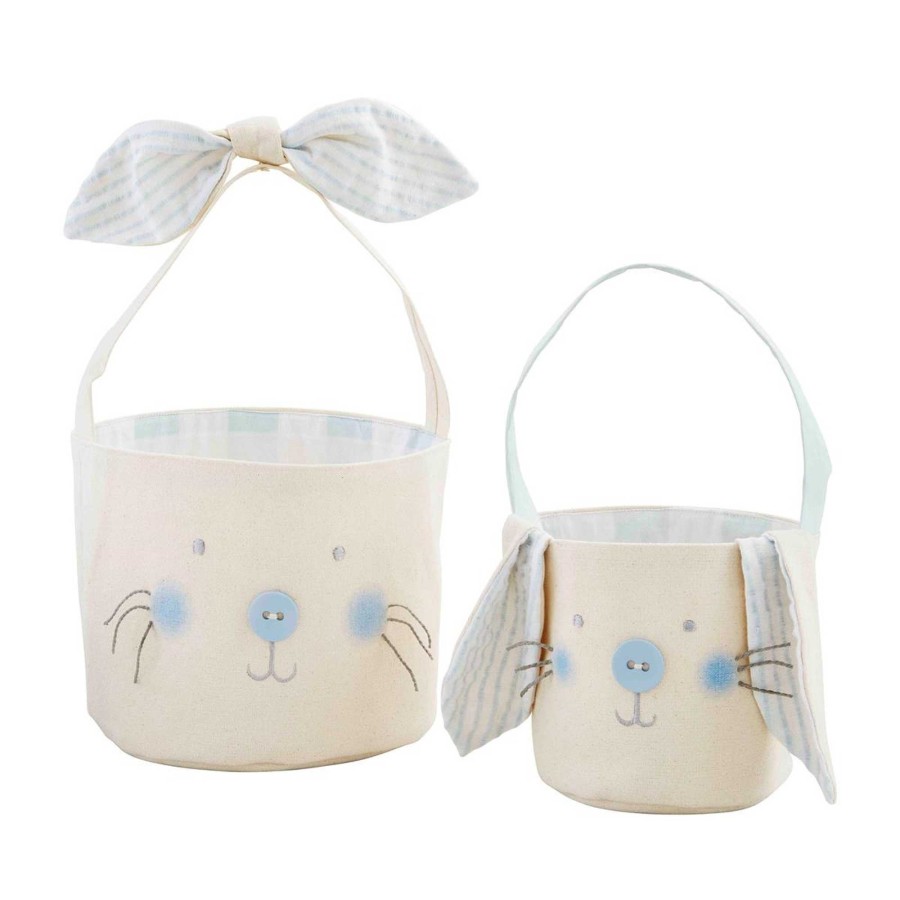 Girl Mud Pie | Blue Bunny Canvas Basket Set