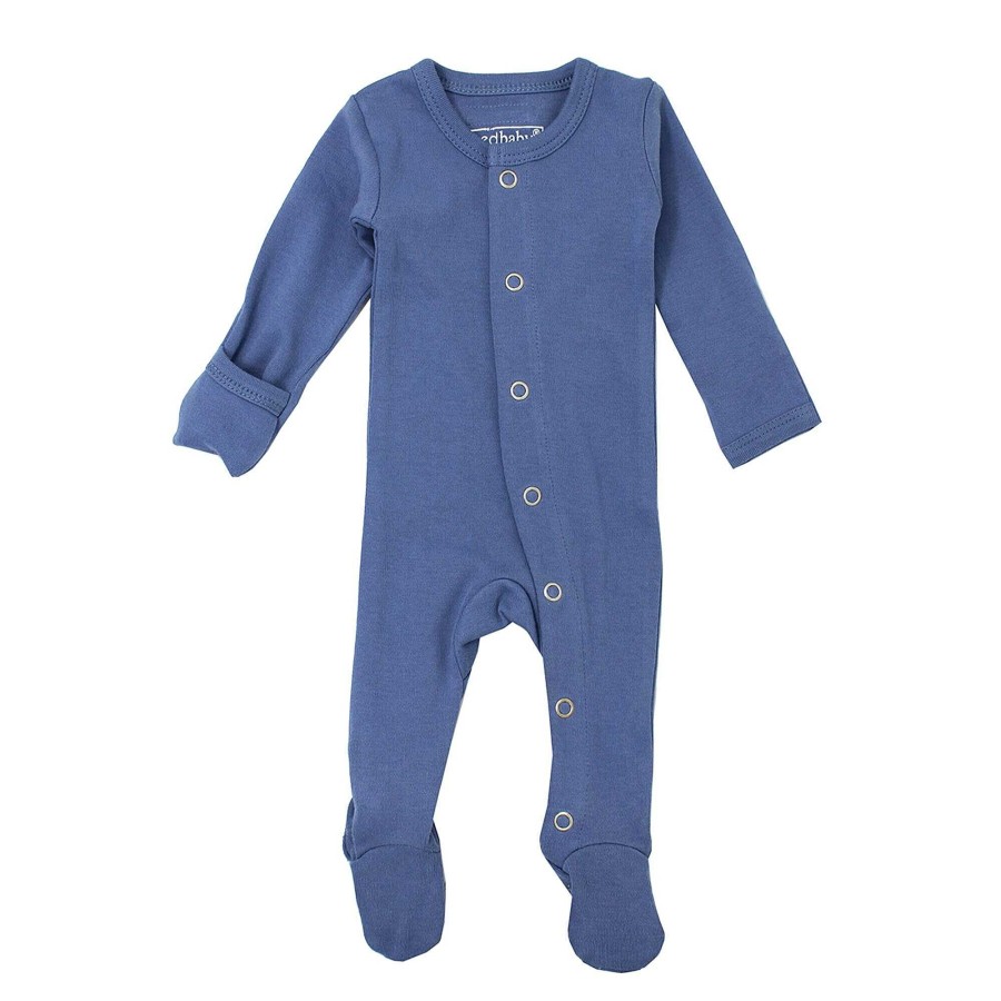 Girl L'ovedbaby | Organic Snap Footed Romper, Slate