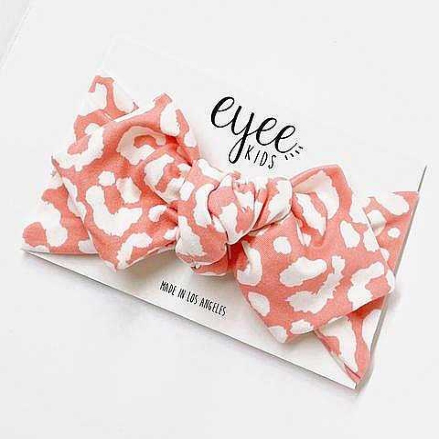 Girl Eyee Kids | Top Knot Headband, Peach & White Leopard