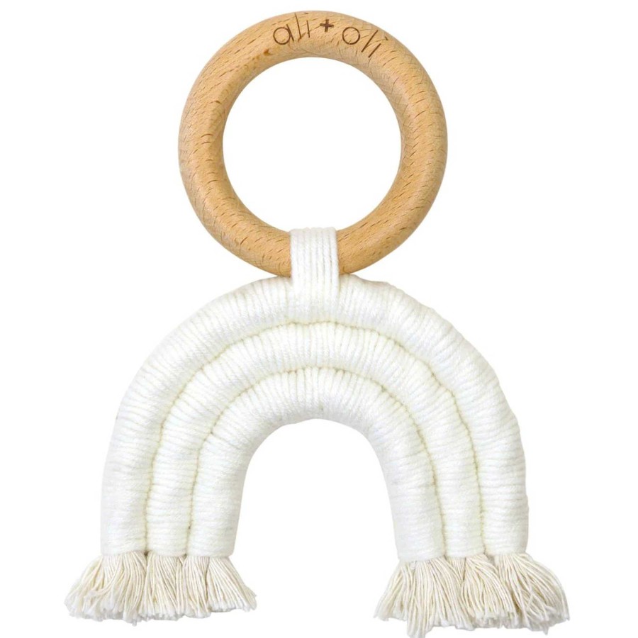 Baby Stuff Ali + Oli | Mini Macrame Rainbow Teething Toy, Raw