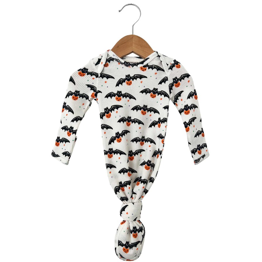 Boy SpearmintLOVE | Organic Waffle Knotted Gown, Trick Or Treating Bat