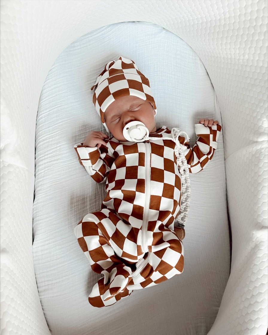 Boy SIIX Collection | Stracciatella Checkerboard / Organic Zip Footie