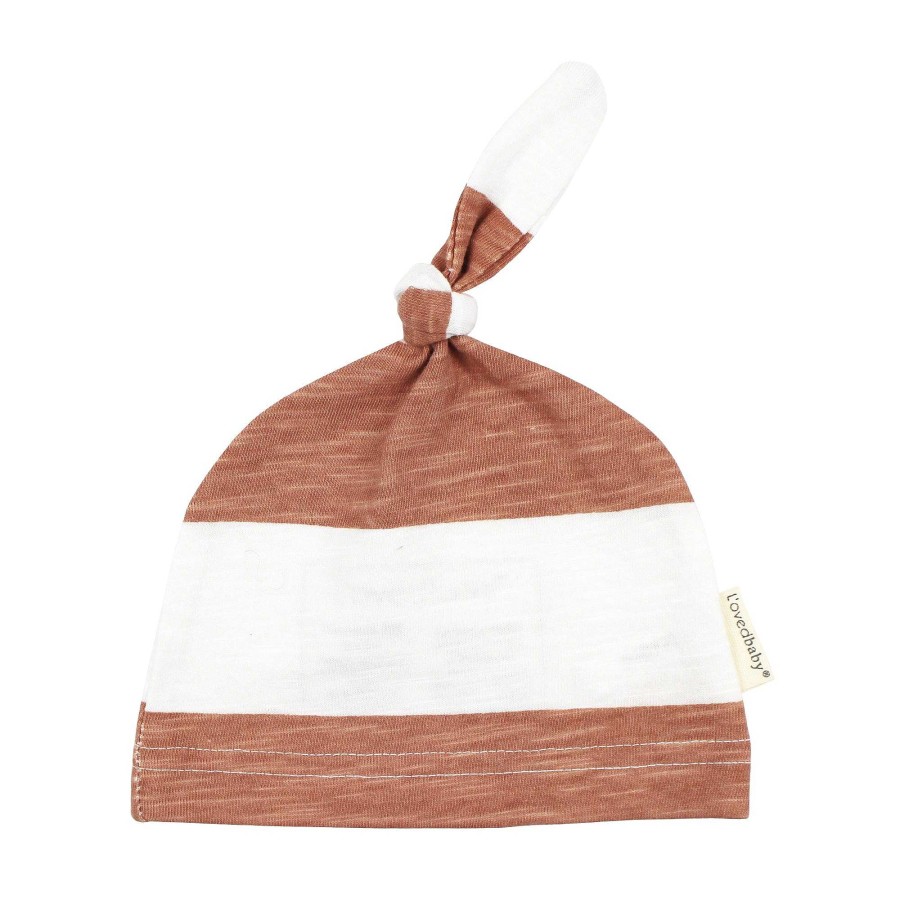 Accessories L'ovedbaby | Organic Slub Jersey Knotted Beanie, Adobe Stripe