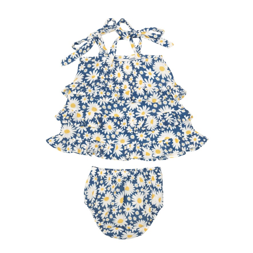 Girl Angel Dear | Tiered Sundress & Bloomer, Daisy Days Blue