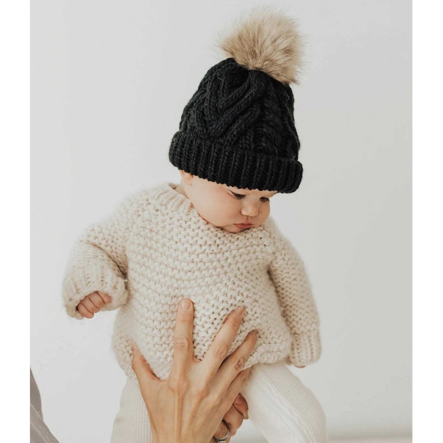 Boy Huggalugs | Crew Neck Garter Stitch Sweater, Natural