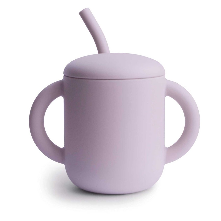 Baby Stuff mushie Sippy Cups | Silicone Training Cup With Straw, Soft Lilac