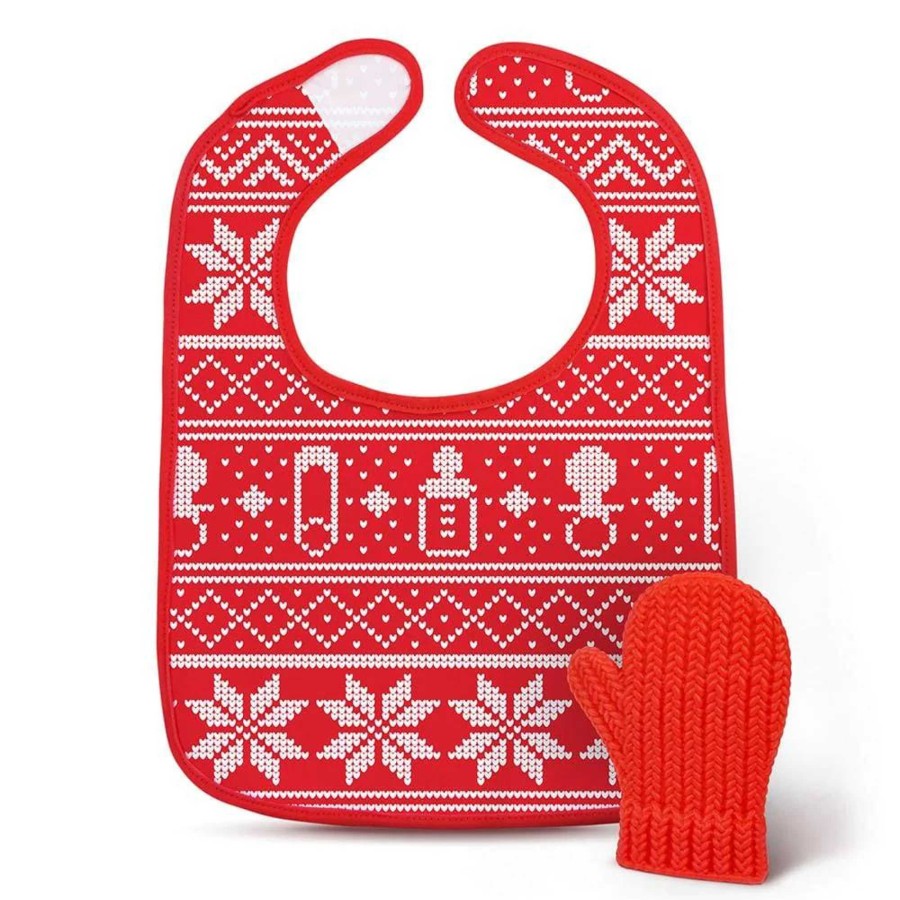 Girl Fred & Friends | Dressed To Spill Bib & Teether Set, Holiday