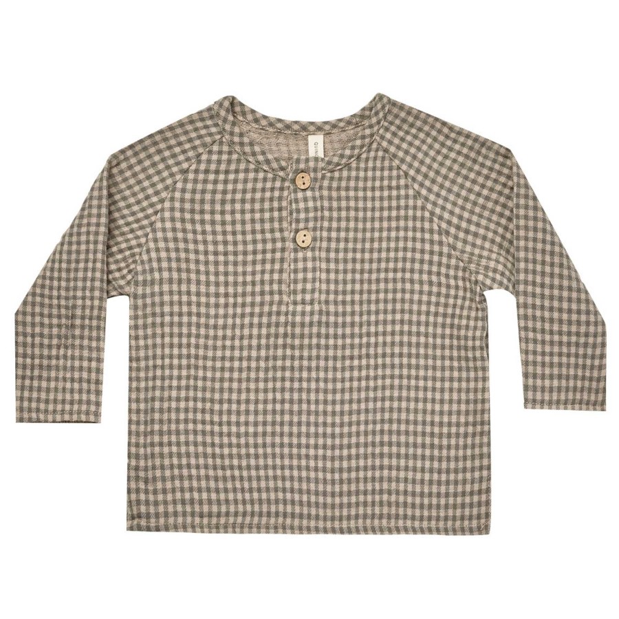 Boy Quincy Mae | Organic Zion Shirt, Forest Micro Plaid