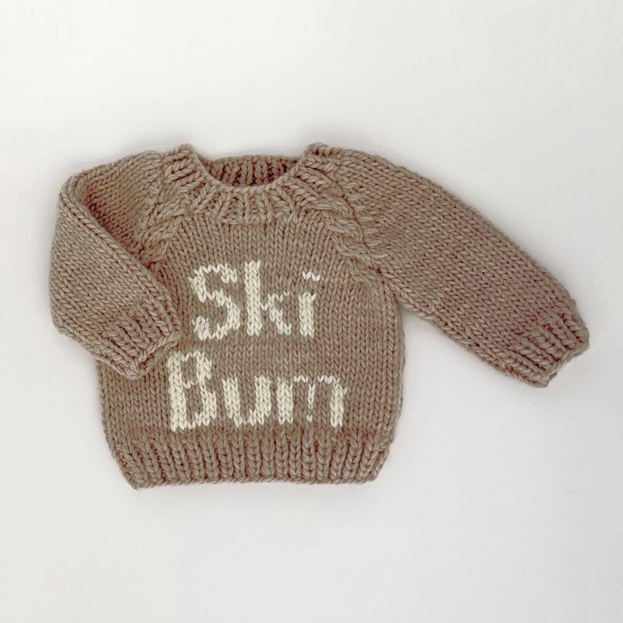 Boy Huggalugs | Ski Bum Crew Neck Knit Sweater, Pebble