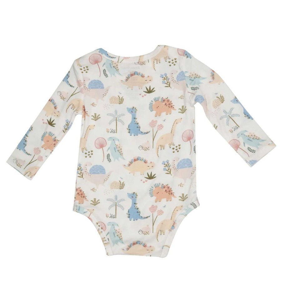 Girl Angel Dear | Long Sleeve Bodysuit, Soft Dinos Pink