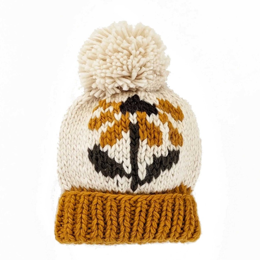 Accessories Huggalugs | Gold Coneflower Knit Pom Hat