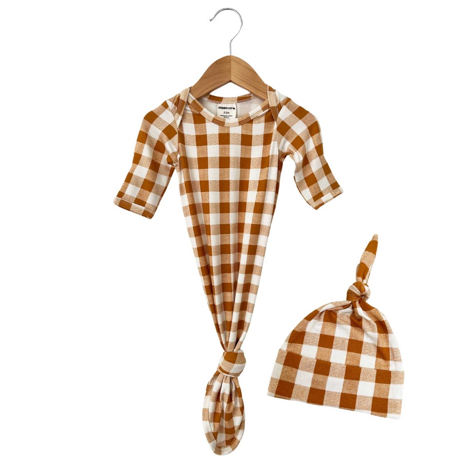 Boy SpearmintLOVE | Knotted Gown & Hat Set, Tuscany Plaid