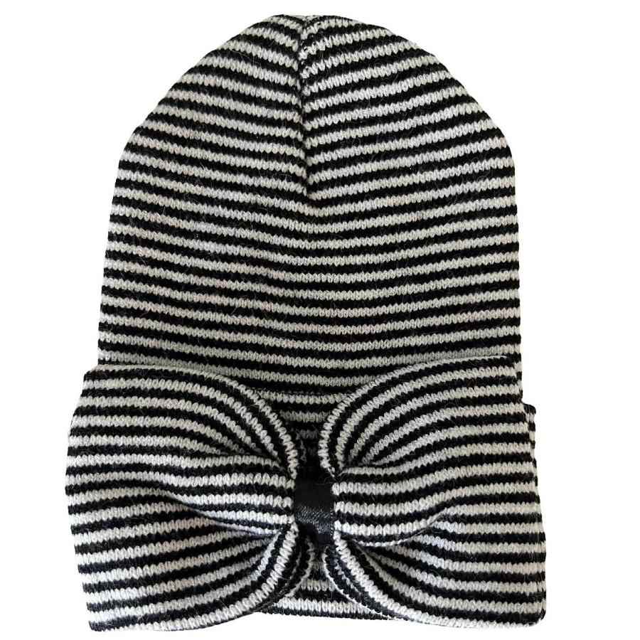 Accessories SpearmintLOVE | Baby'S First Hat, Black/White Stripe Bow