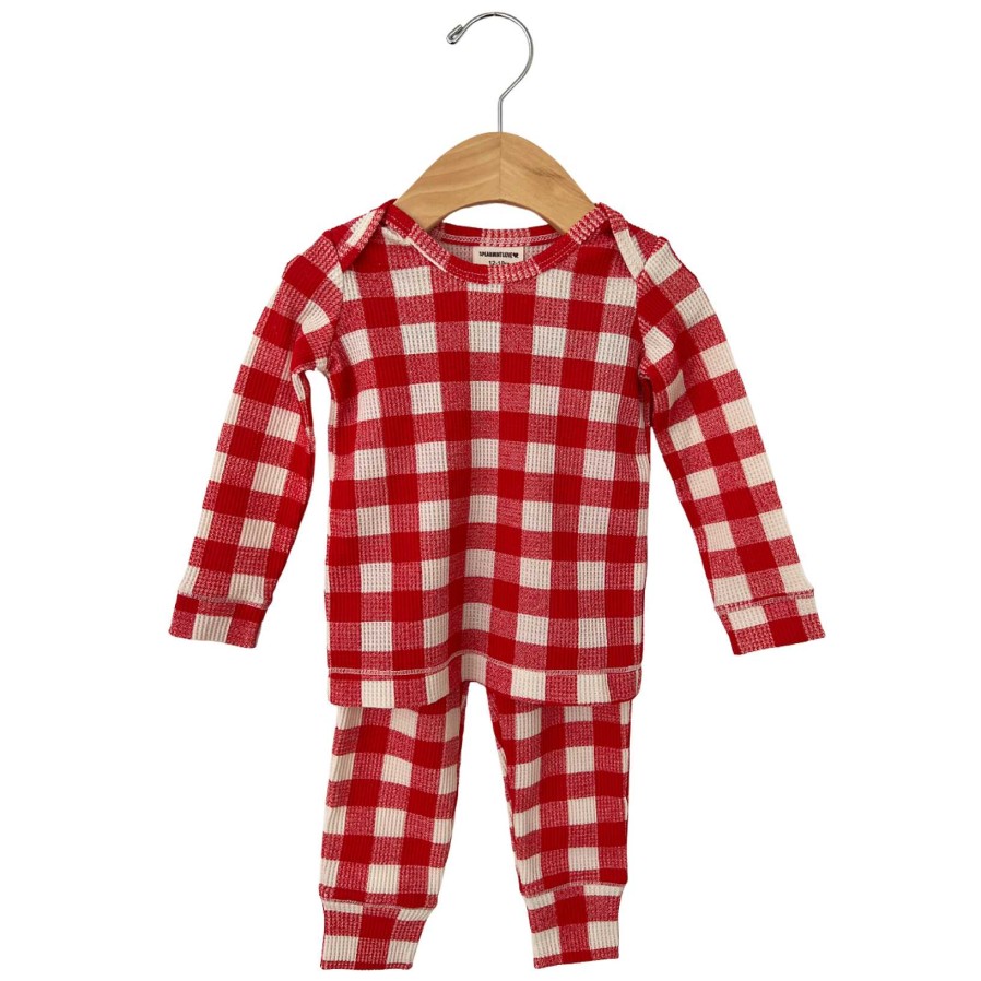 Girl SpearmintLOVE | Organic Waffle 2-Piece Set, Red Plaid