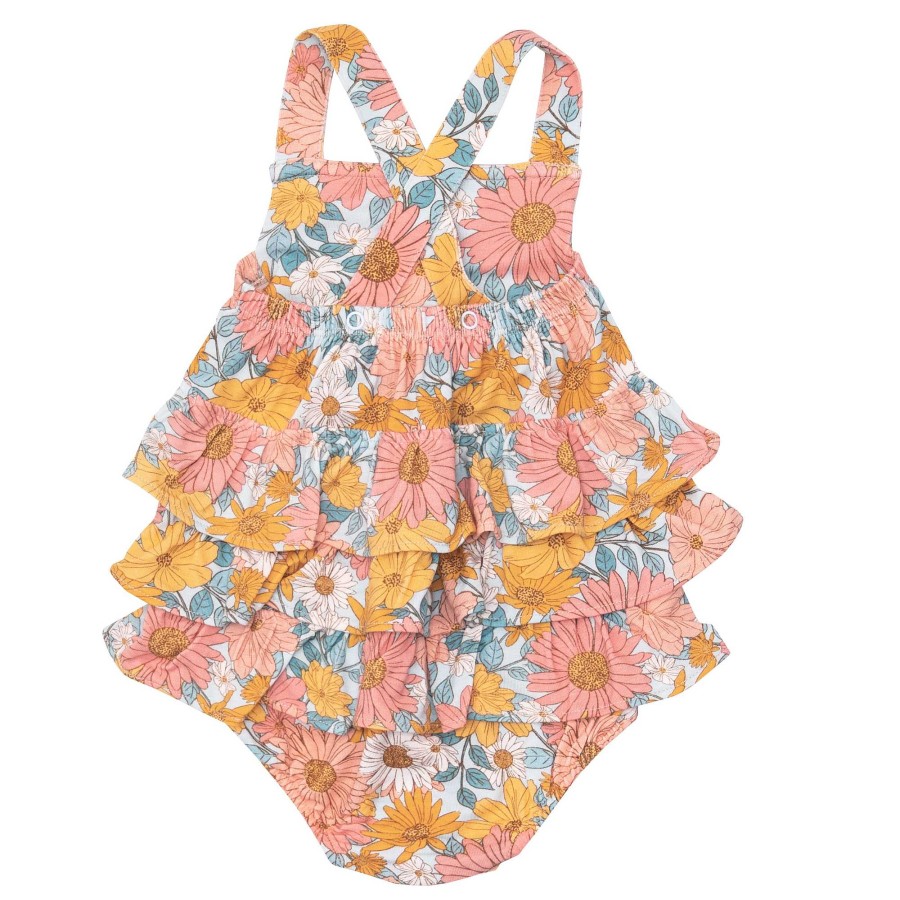 Girl Angel Dear | Ruffle Sunsuit, Groovy Garden