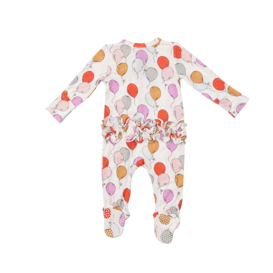 Girl Angel Dear | 2-Way Zip Ruffle Footie, Balloons