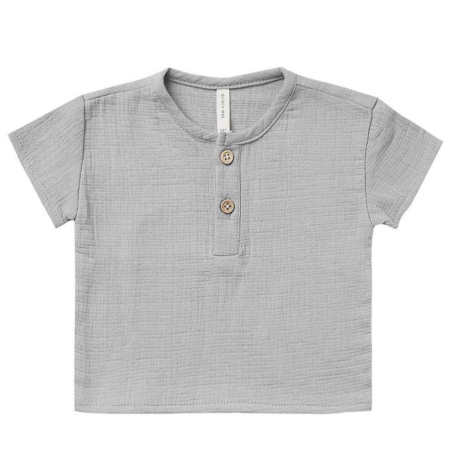 Boy Quincy Mae | Woven Henry Top, Periwinkle